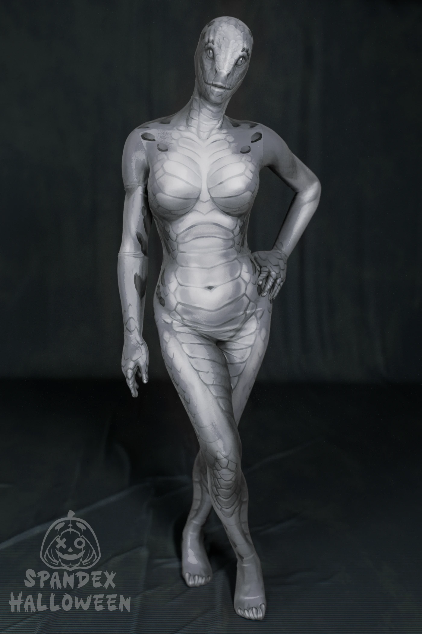Grey Eyelash-Viper Snake Girl Costume